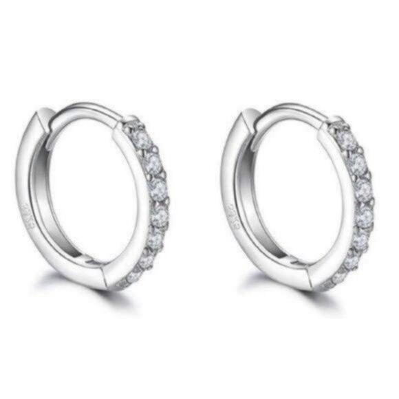 925 Sterling Silver Small Hoop Earrings 12MM - Picture 3 of 6